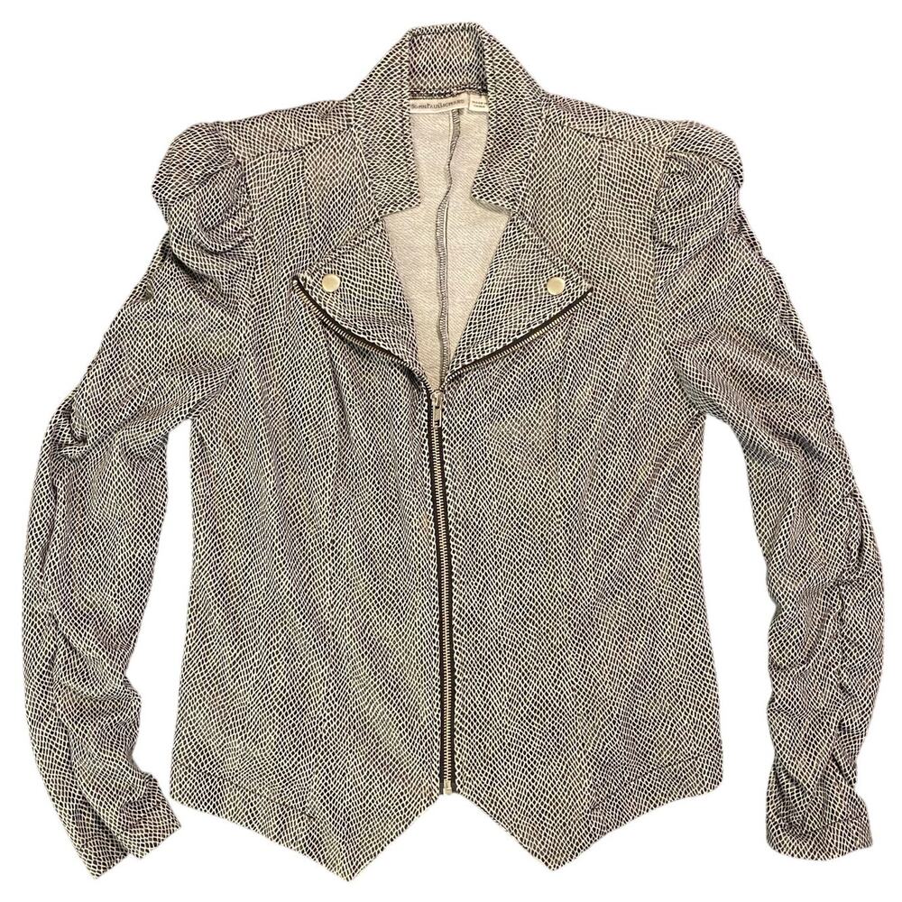 John Paul Richard Ruched Jacket S Vintage Faux Snake Skin full zip shoulder pads